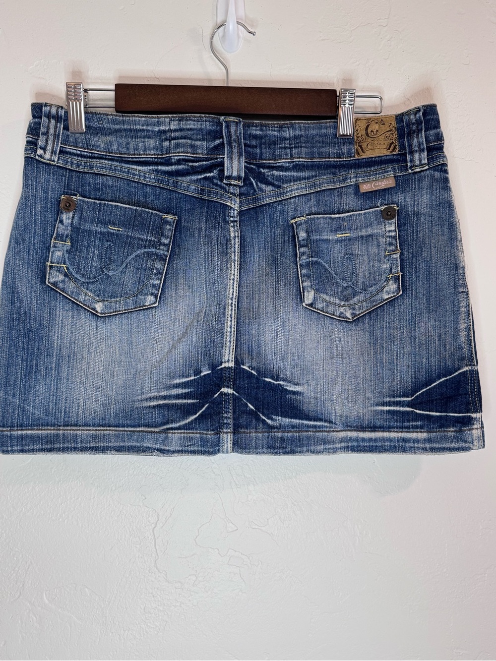 Vintage Y2K Candie's Low Rise Faded Denim Mini Skirt - Size 13
